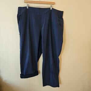 Coolibar Women's Pellaro Travel Pants, Size 2X Navy Blue UPF 50 RFID Cuff